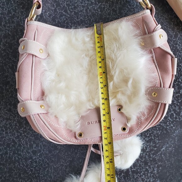 Burberry ! Furry with pom pom pink shoulder bag - Picture 13 of 17